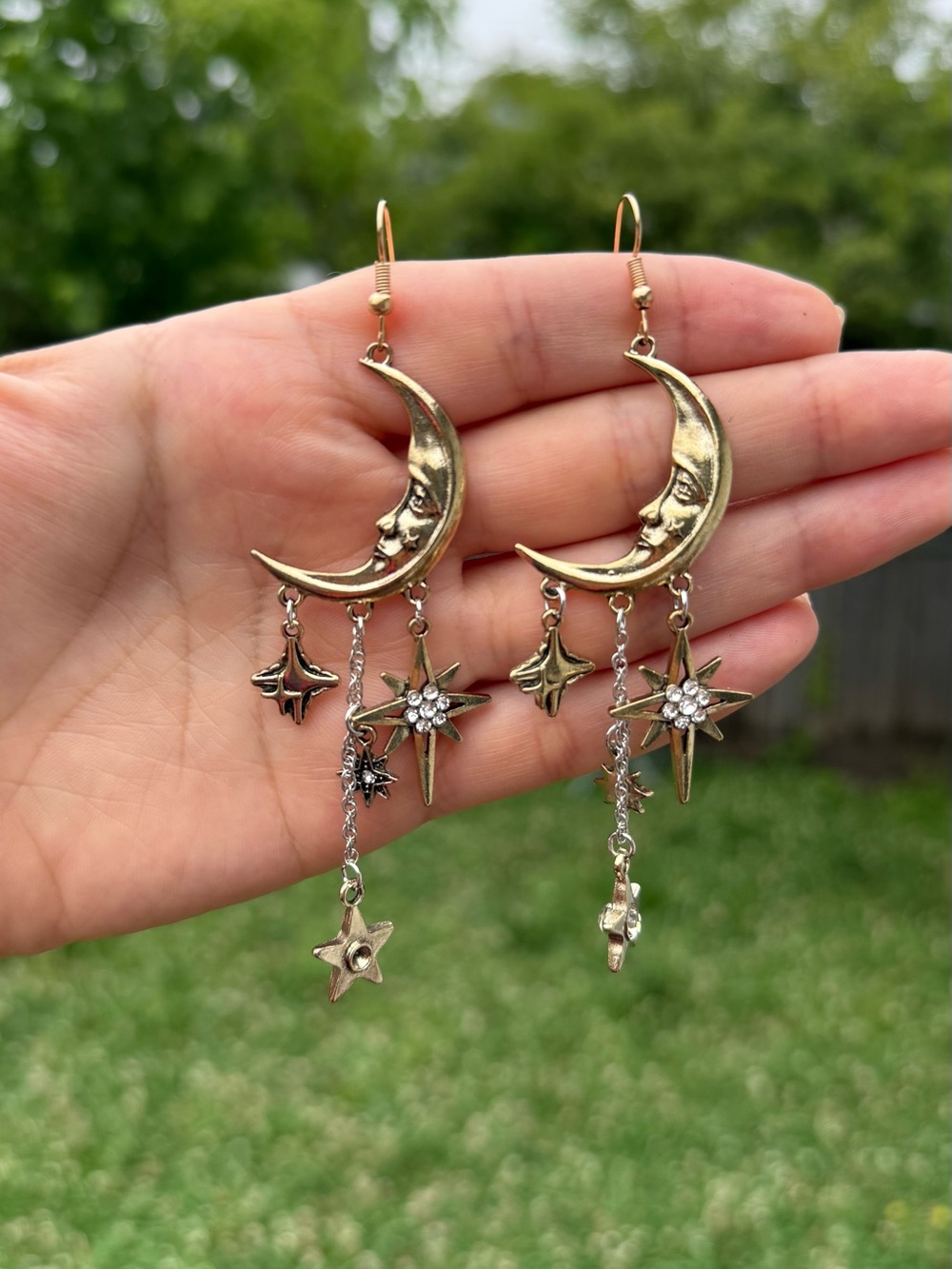 Luxury Sun & Moon Statement Necklace and Earring Set - Picture 7 of 8